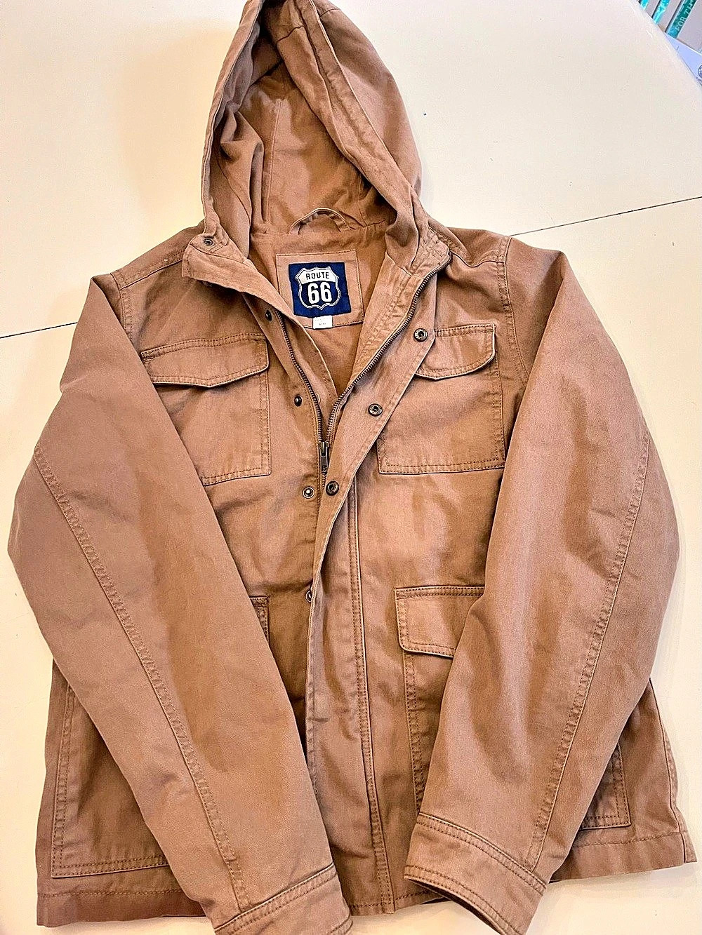 Route 66 Men's Hooded Field Jacket Size Medium Brown
